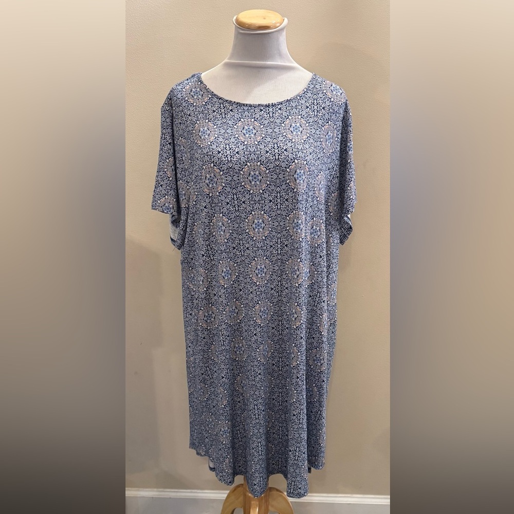 Tahari Blue Sheath Dress with Dolman Sleeves